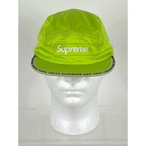 Supreme Worldwide Visor Tape 5-Panel Camp Hat Neon Green Made in USA NWOT F246